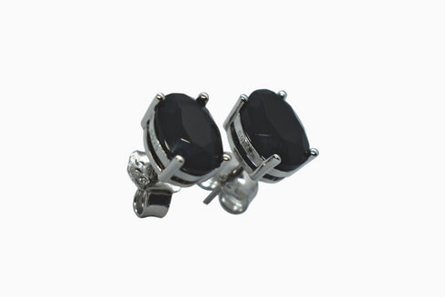 Divya दिव्या | Onyx | Ohrstecker | Silber | Rhodiniert